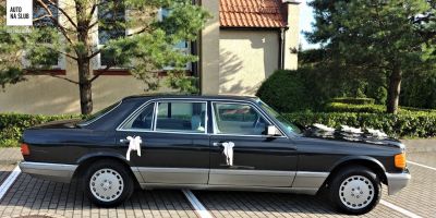 Samochód do ślubu - Olsztyn czarny Mercedes-Benz w126 5000