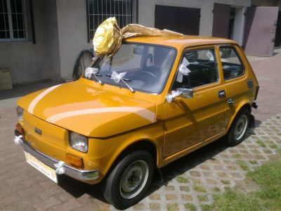 Samochód do ślubu - Wrocław pomarańczowy Fiat 126p 650